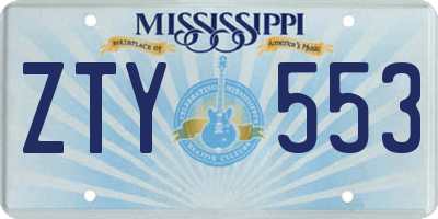 MS license plate ZTY553