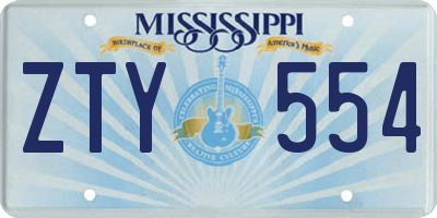 MS license plate ZTY554