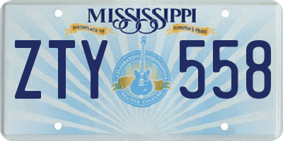 MS license plate ZTY558