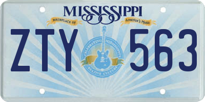 MS license plate ZTY563