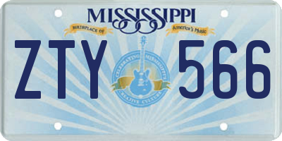 MS license plate ZTY566