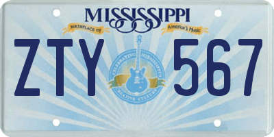 MS license plate ZTY567