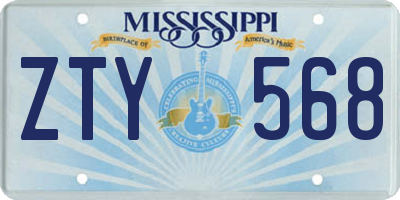 MS license plate ZTY568