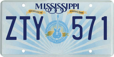 MS license plate ZTY571