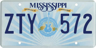 MS license plate ZTY572