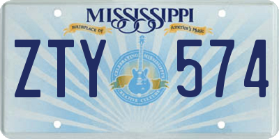 MS license plate ZTY574