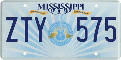 MS license plate ZTY575