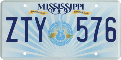 MS license plate ZTY576