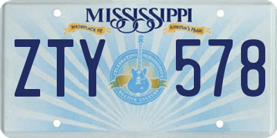 MS license plate ZTY578