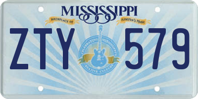 MS license plate ZTY579