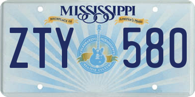 MS license plate ZTY580