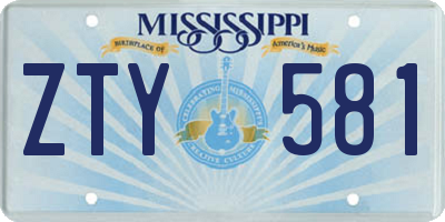 MS license plate ZTY581