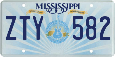 MS license plate ZTY582