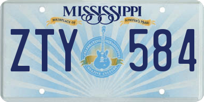 MS license plate ZTY584