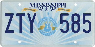MS license plate ZTY585