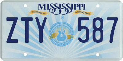 MS license plate ZTY587