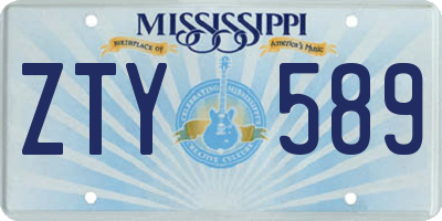 MS license plate ZTY589
