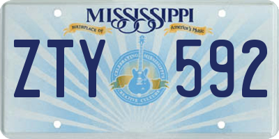 MS license plate ZTY592