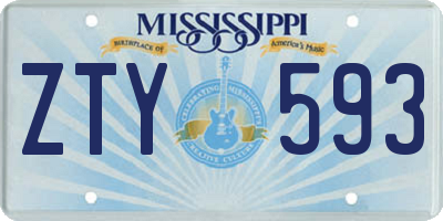 MS license plate ZTY593