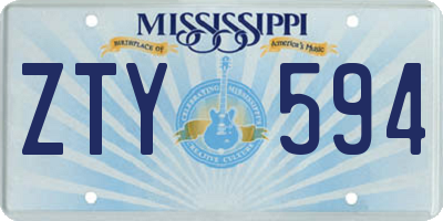 MS license plate ZTY594