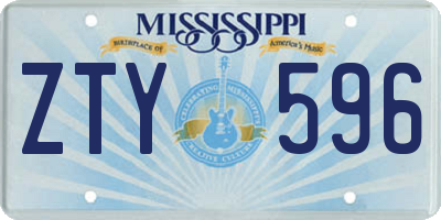 MS license plate ZTY596