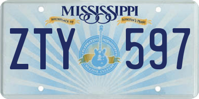 MS license plate ZTY597
