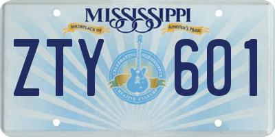 MS license plate ZTY601