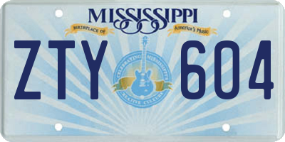 MS license plate ZTY604