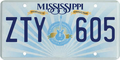 MS license plate ZTY605