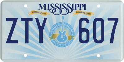 MS license plate ZTY607