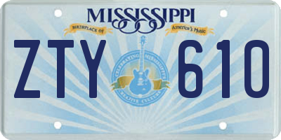 MS license plate ZTY610
