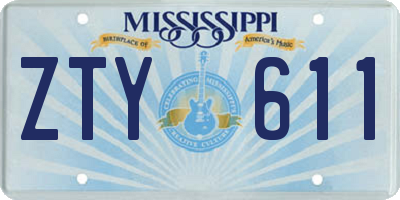MS license plate ZTY611