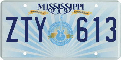 MS license plate ZTY613