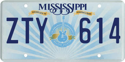 MS license plate ZTY614