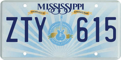 MS license plate ZTY615
