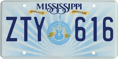 MS license plate ZTY616