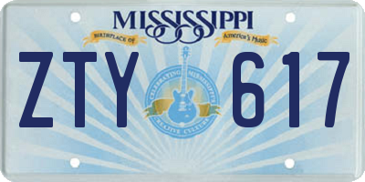 MS license plate ZTY617