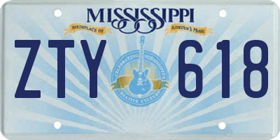 MS license plate ZTY618