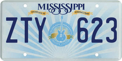 MS license plate ZTY623