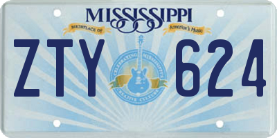 MS license plate ZTY624