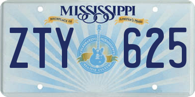 MS license plate ZTY625