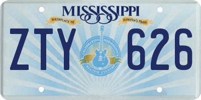 MS license plate ZTY626