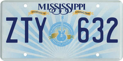MS license plate ZTY632