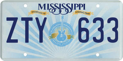MS license plate ZTY633