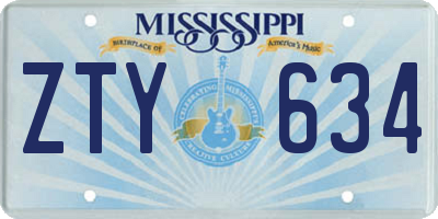 MS license plate ZTY634
