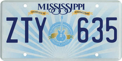 MS license plate ZTY635