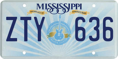 MS license plate ZTY636