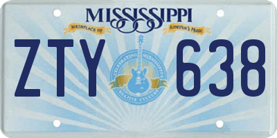 MS license plate ZTY638
