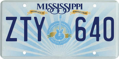 MS license plate ZTY640