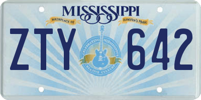 MS license plate ZTY642